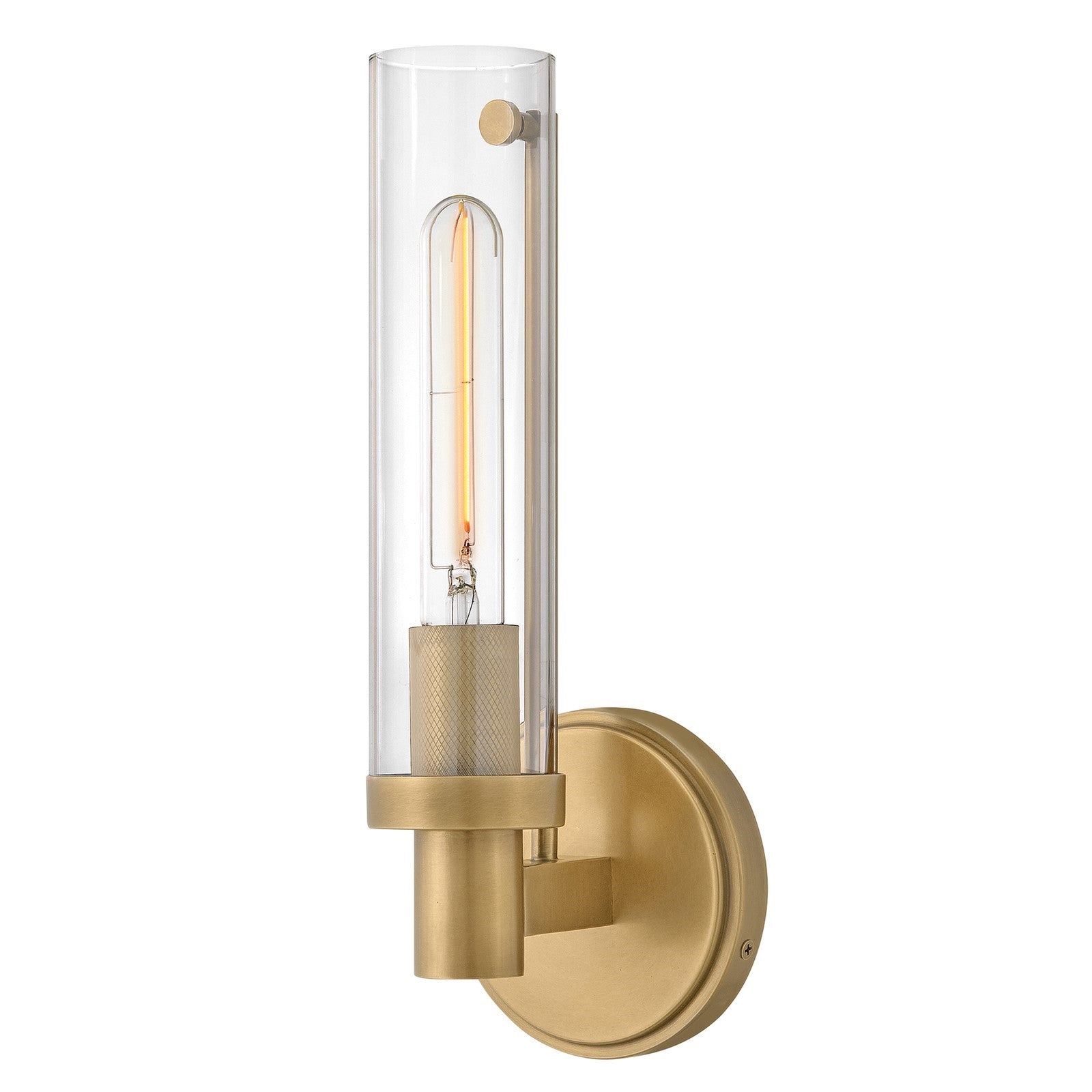 Hinkley Vaughn 14in 1-Light Bath Wall Sconce | Industrial Heritage Brass Steel and Clear Glass | Bathroom Vanity & Hallway | 5 x 5 x 14 in | Model 51450HB