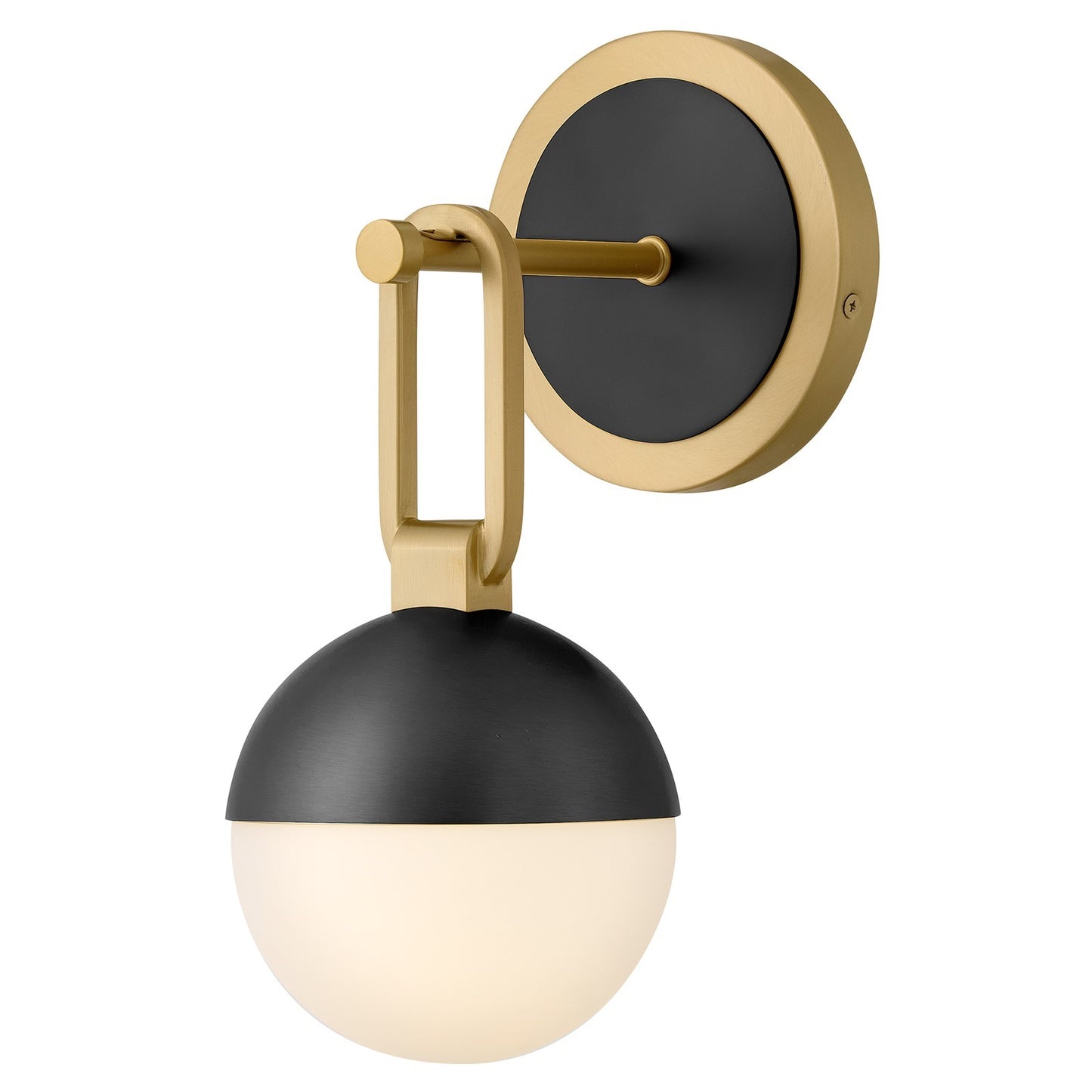 Hinkley Bowie 13in 1-Light Bath Vanity Wall Sconce | Transitional Lacquered Brass Steel and Etched Opal Glass | Bathroom Vanity & | Model 54560LCB-BK