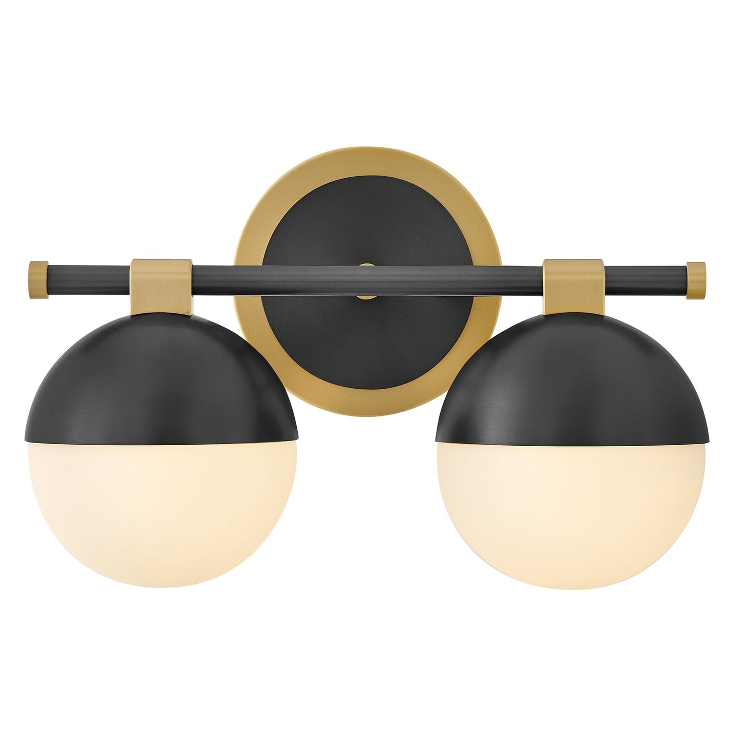 Hinkley Bowie 9in 2-Light Bath Vanity | Transitional Lacquered Brass Steel and Etched Opal Glass | Bathroom & Powder Room | 8.25 x | Model 54562LCB-BK