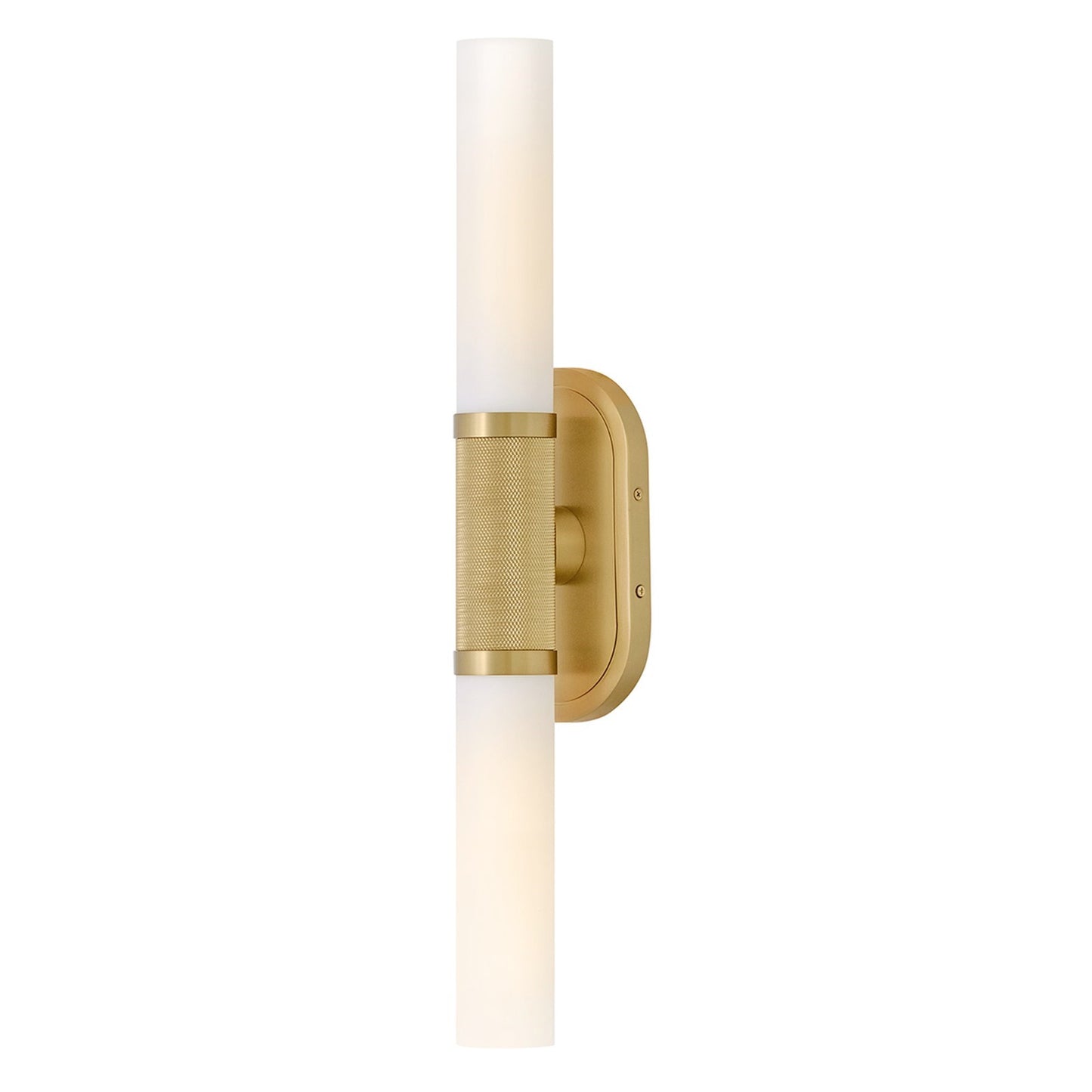 Hinkley Thayer 2-Light 24.5in Bath Vanity Light | Transitional Lacquered Brass Steel and Etched Opal Glass | Bathroom Vanity & Powder | Model 56882LCB
