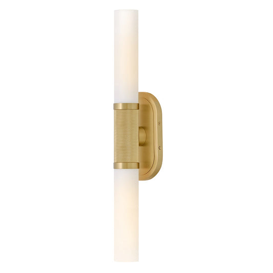 Hinkley Thayer 2-Light 24.5in Bath Vanity Light | Transitional Lacquered Brass Steel and Etched Opal Glass | Bathroom Vanity & Powder | Model 56882LCB