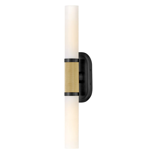 Hinkley Thayer 24.5in 2-Light Bath Vanity Light | Transitional Lacquered Brass Steel and Etched Opal Glass | Bathroom Vanity & Powder | Model 56882LCB-BK