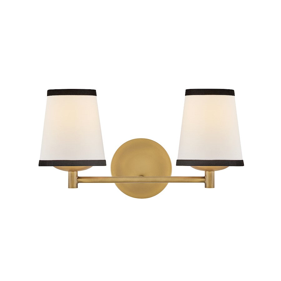 Hinkley Lighting Sonia 2Lt 8" Vanity, Brass/Off-White Linen - 57052LCB-OW