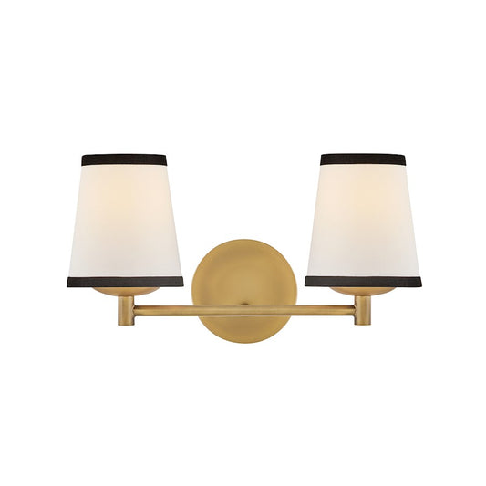 Hinkley Lighting Sonia 2Lt 8" Vanity, Brass/Off-White Linen - 57052LCB-OW