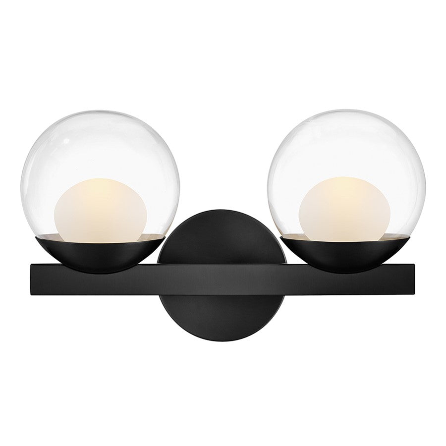 Hinkley Lighting Sunni 2 Light Vanity, Black/Clear Dome - 57442BK-LL