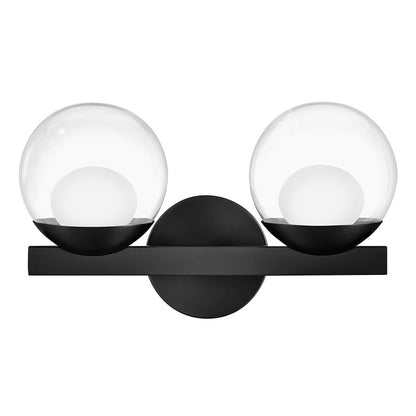 Hinkley Lighting Sunni 2 Light Vanity, Black/Clear Dome