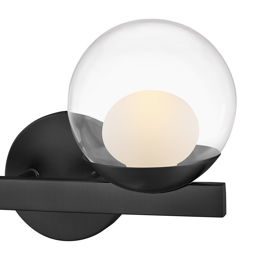 Hinkley Lighting Sunni 2 Light Vanity, Black/Clear Dome