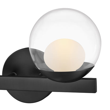 Hinkley Lighting Sunni 2 Light Vanity, Black/Clear Dome