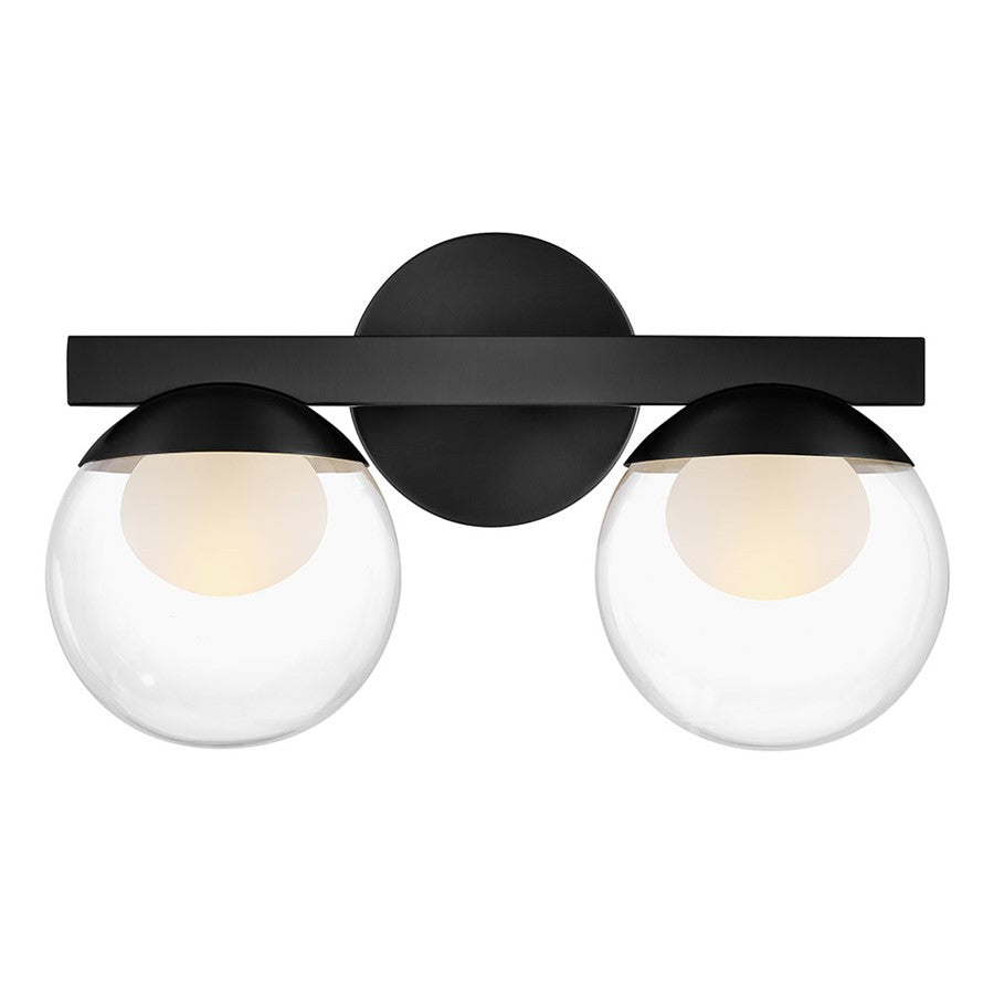 Hinkley Lighting Sunni 2 Light Vanity, Black/Clear Dome