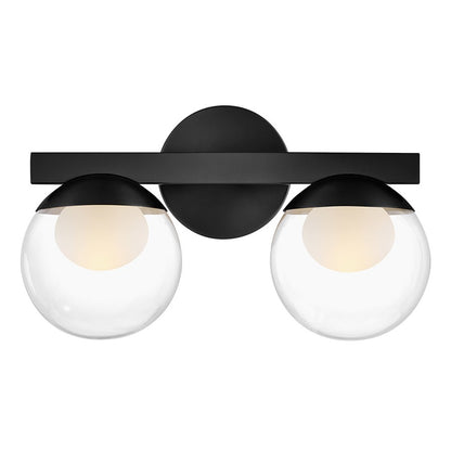 Hinkley Lighting Sunni 2 Light Vanity, Black/Clear Dome