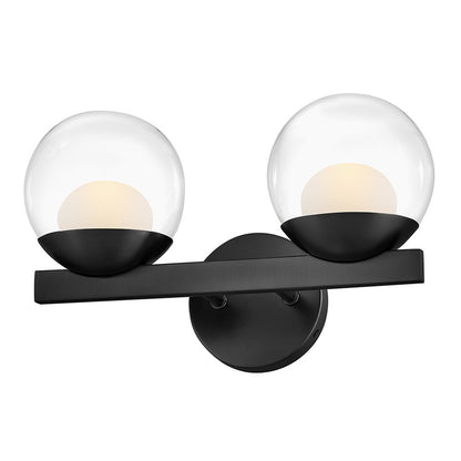 Hinkley Lighting Sunni 2 Light Vanity, Black/Clear Dome