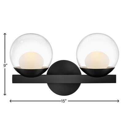 Hinkley Lighting Sunni 2 Light Vanity, Black/Clear Dome