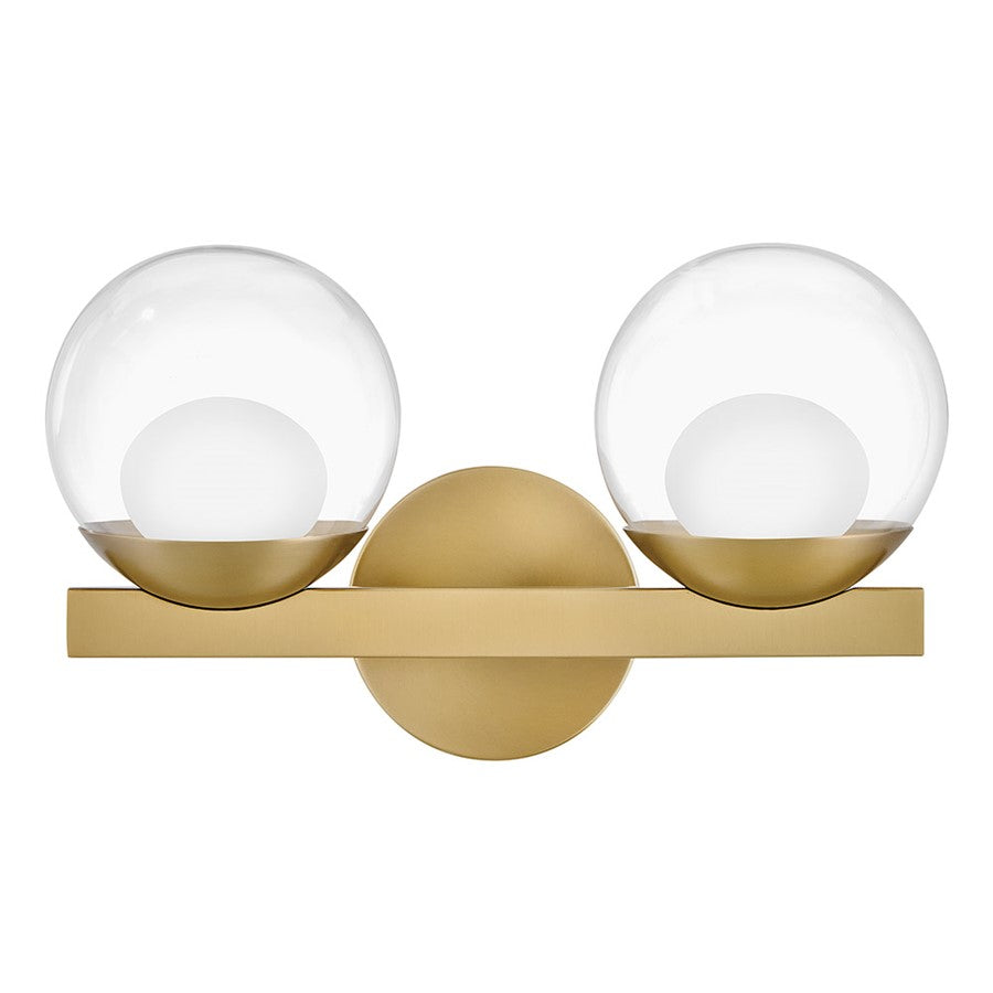 Hinkley Lighting Sunni 2 Light Vanity, Lacquered Brass/Clear Dome