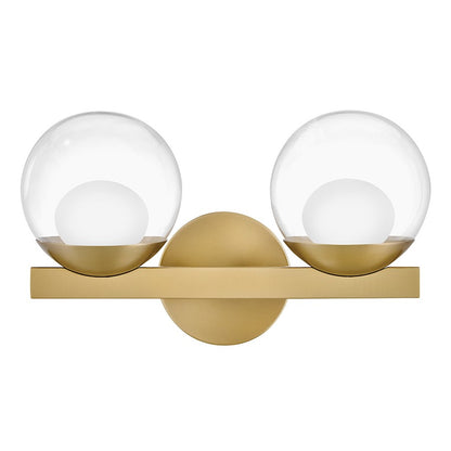 Hinkley Lighting Sunni 2 Light Vanity, Lacquered Brass/Clear Dome