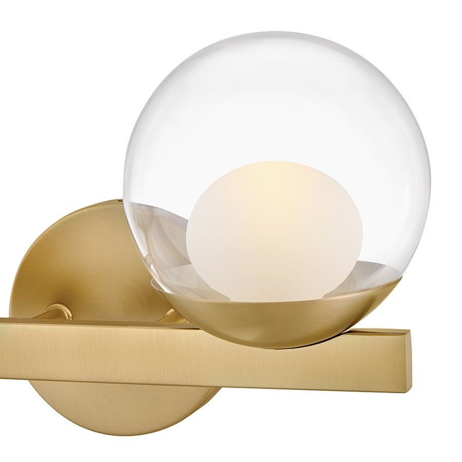 Hinkley Lighting Sunni 2 Light Vanity, Lacquered Brass/Clear Dome