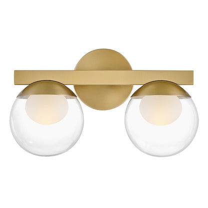 Hinkley Lighting Sunni 2 Light Vanity, Lacquered Brass/Clear Dome