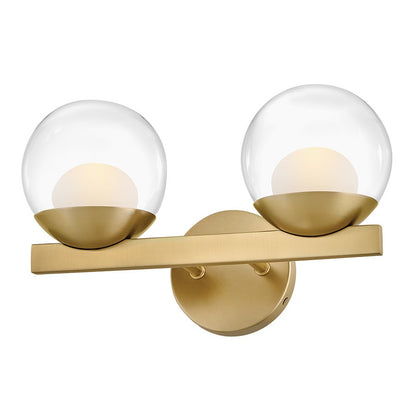 Hinkley Lighting Sunni 2 Light Vanity, Lacquered Brass/Clear Dome