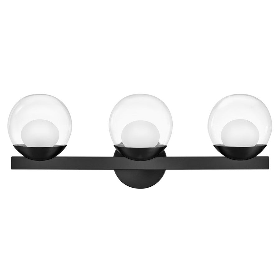 Hinkley Lighting Sunni 3 Light Vanity, Black/Clear Dome