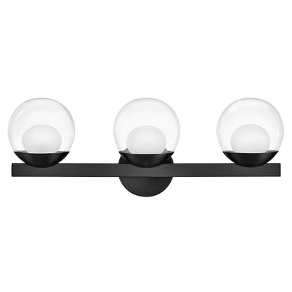 Hinkley Lighting Sunni 3 Light Vanity, Black/Clear Dome