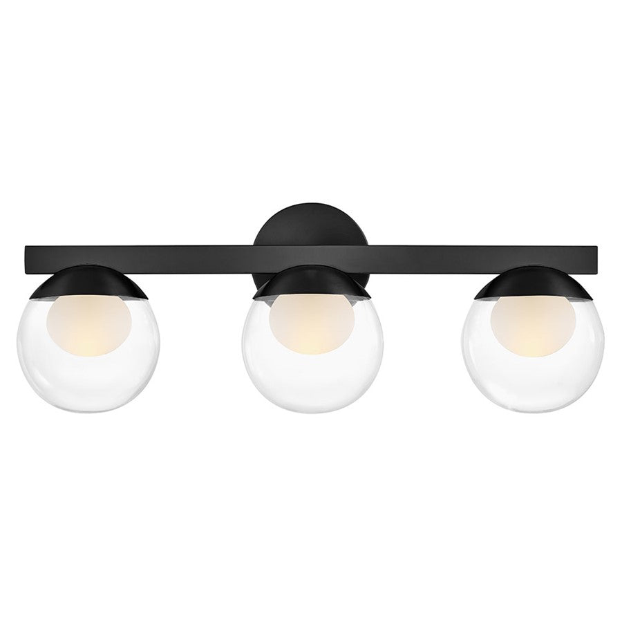 Hinkley Lighting Sunni 3 Light Vanity, Black/Clear Dome