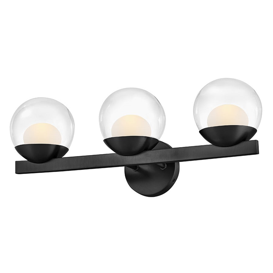 Hinkley Lighting Sunni 3 Light Vanity, Black/Clear Dome