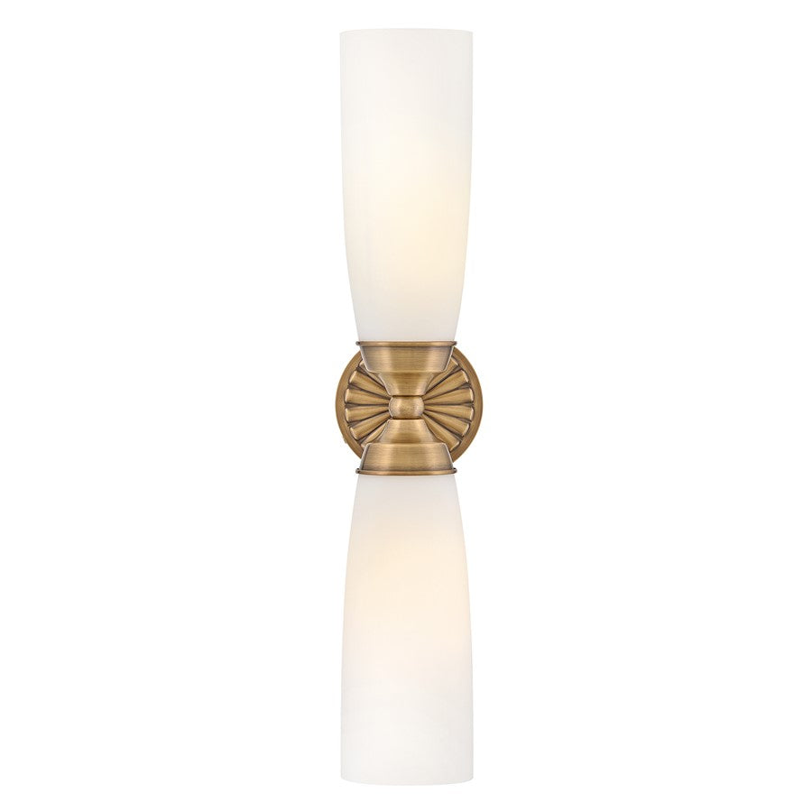 Hinkley Lighting Alexis 2 Light Bath Sconce, Heritage Brass/Etched Opal - 57492HB
