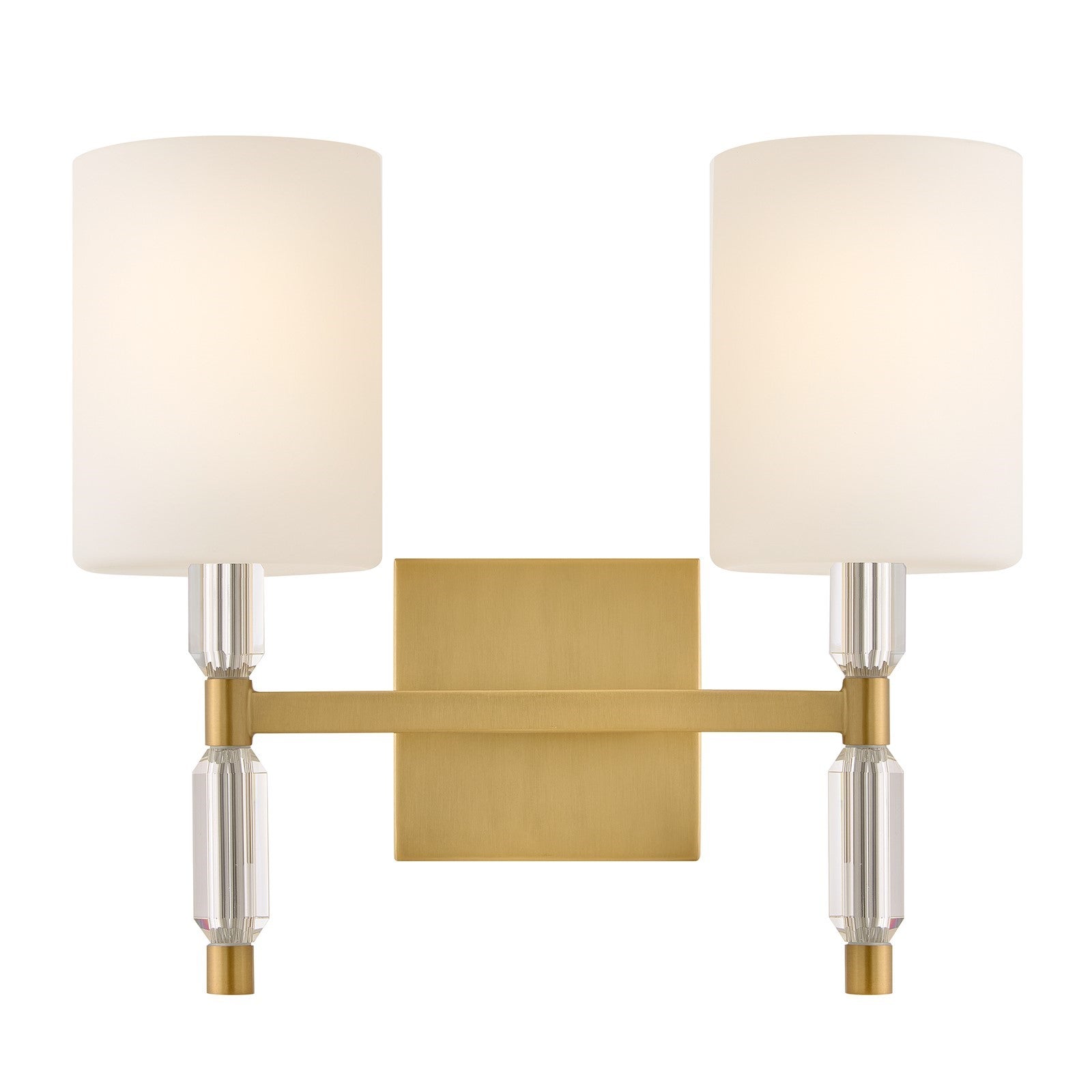 Hinkley Anika 12in 2-Light Bath Vanity | Transitional Lacquered Brass Steel and Etched Opal Glass | Bathroom & Powder Room | 6 x 14 x 12 | Model 57612LCB