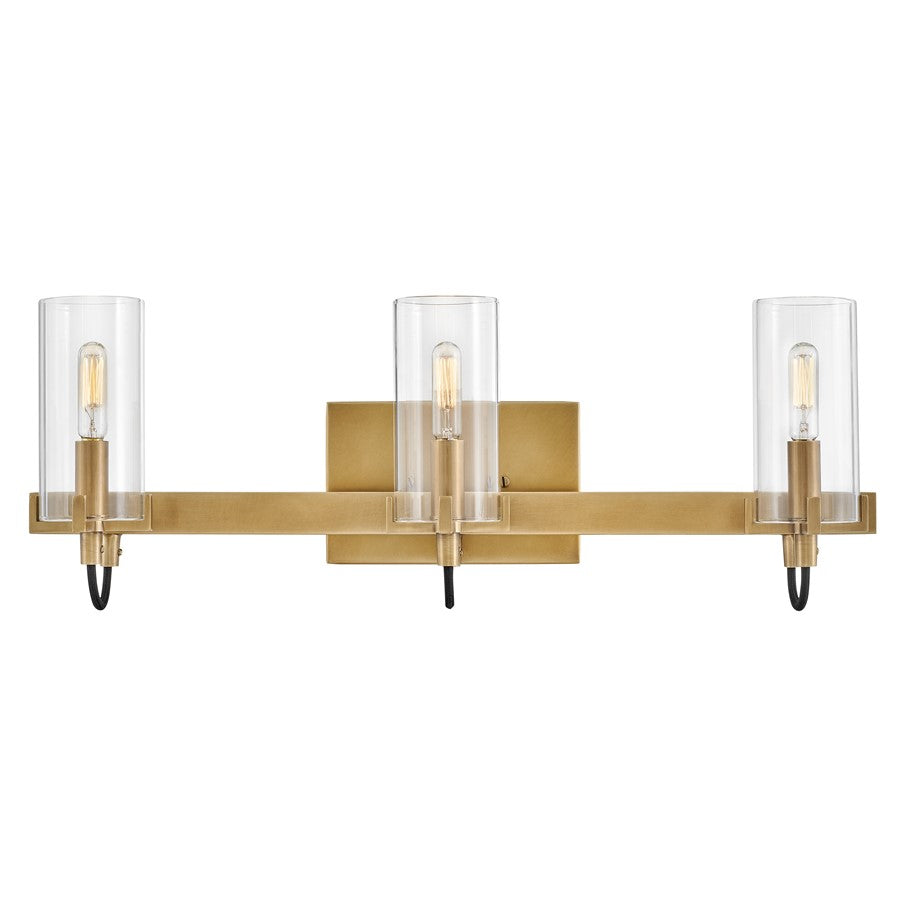 Hinkley Lighting Ryden 3 Light Vanity, Heritage Brass/Clear - 58063HB