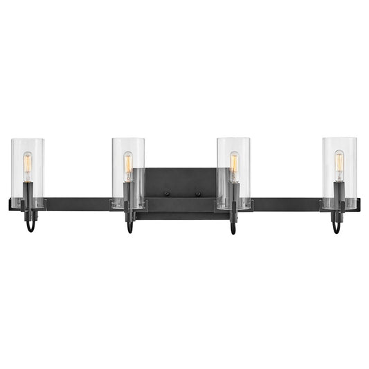 Hinkley Lighting Ryden 4 Light Vanity, Black/Clear - 58064BK