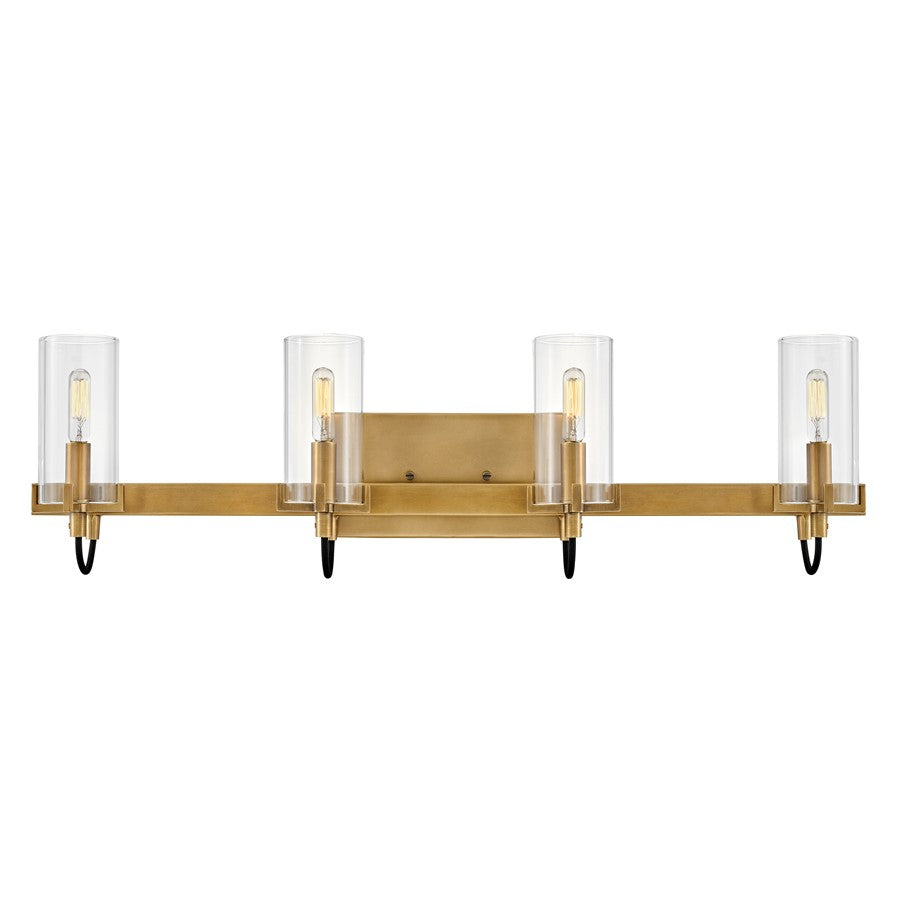 Hinkley Lighting Ryden 4 Light Vanity, Heritage Brass/Clear - 58064HB