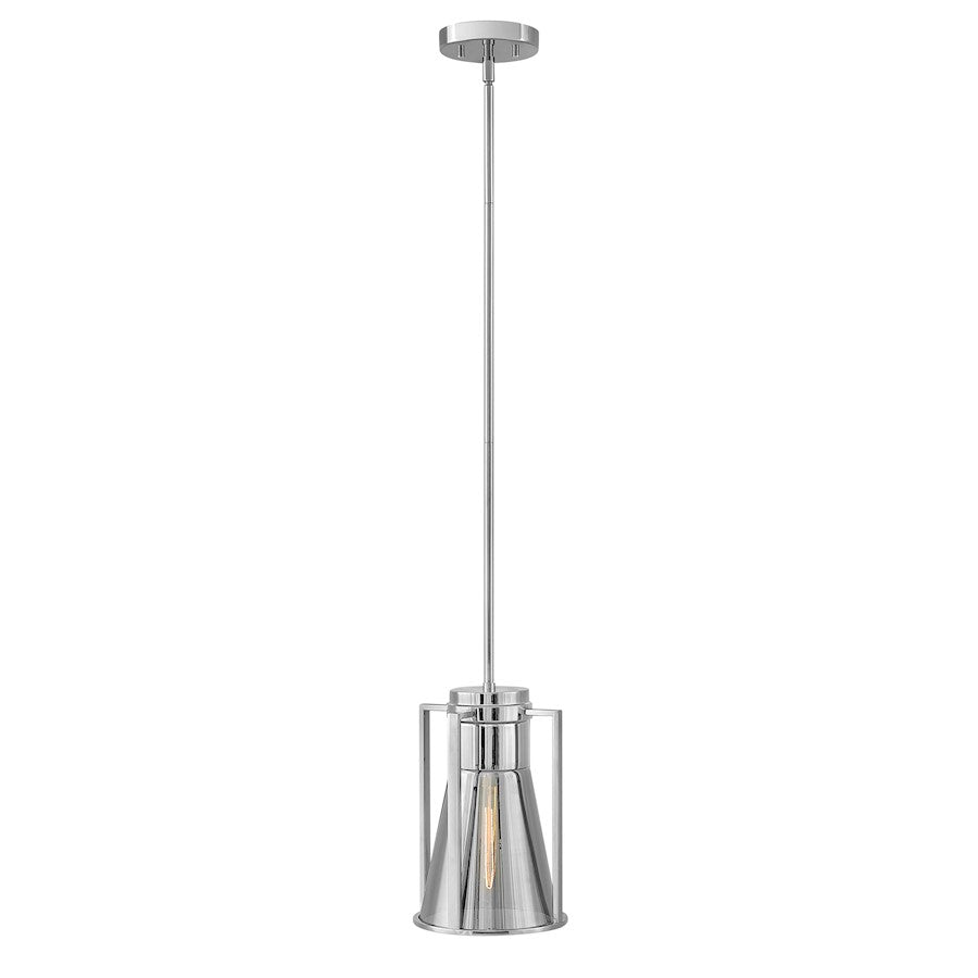 Hinkley Refinery 12in 1-Light Pendant | Industrial Chrome Steel and Mirrored Glass | Kitchen Island & Dining Room | 7.75 x 7.75 x 12 in | Model 63307CM-MR