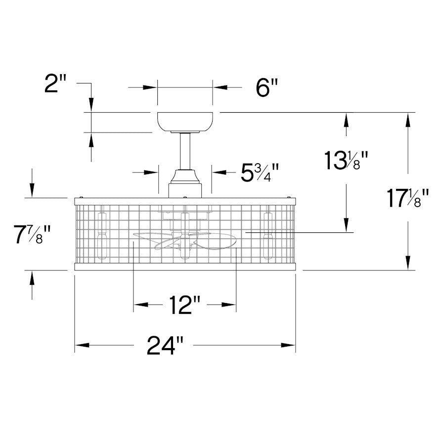Hinkley Fan Finnigan 24" LED Fandelier, Matte Black/Black