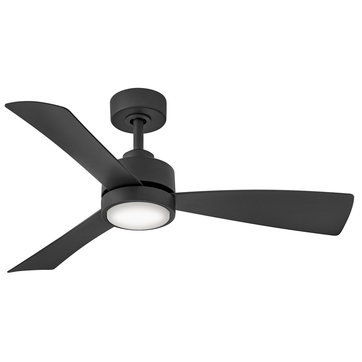 Hinkley Iver 44in LED Smart Ceiling Fan | Scandinavian Modern Matte Black Composite and White Glass | Covered Patio & Indoor Living | Model 905744FMB-LWD