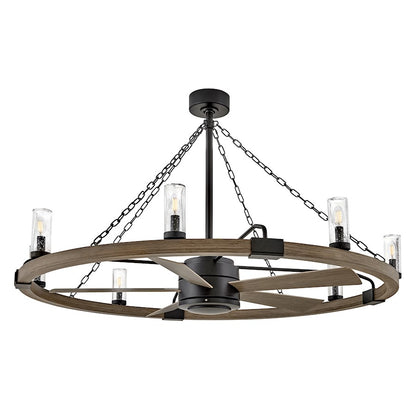 Hinkley Fan Sawyer 52" LED Smart Fandelier, Black/Driftwood Gray