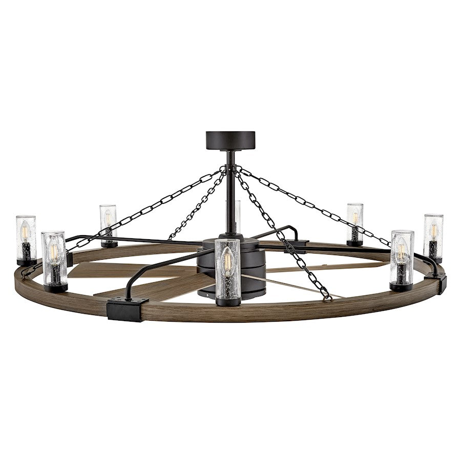 Hinkley Fan Sawyer 52" LED Smart Fandelier, Black/Driftwood Gray