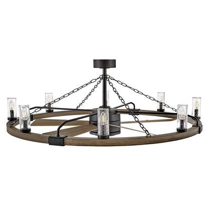 Hinkley Fan Sawyer 52" LED Smart Fandelier, Black/Driftwood Gray