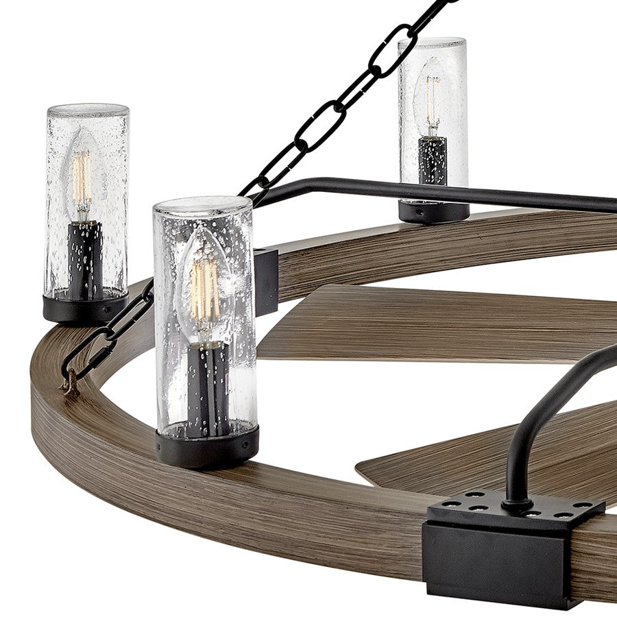 Hinkley Fan Sawyer 52" LED Smart Fandelier, Black/Driftwood Gray