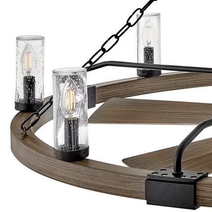 Hinkley Fan Sawyer 52" LED Smart Fandelier, Black/Driftwood Gray
