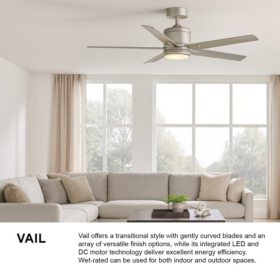Hinkley Fan Vail 52" 1 Light LED Smart Fan, Nickel/Silver