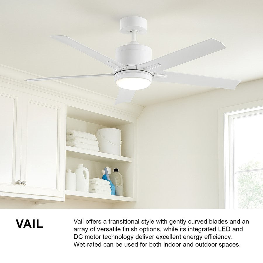 Hinkley Fan Vail 52" 1 Light LED Smart Fan, White/White