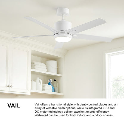 Hinkley Fan Vail 52" 1 Light LED Smart Fan, White/White