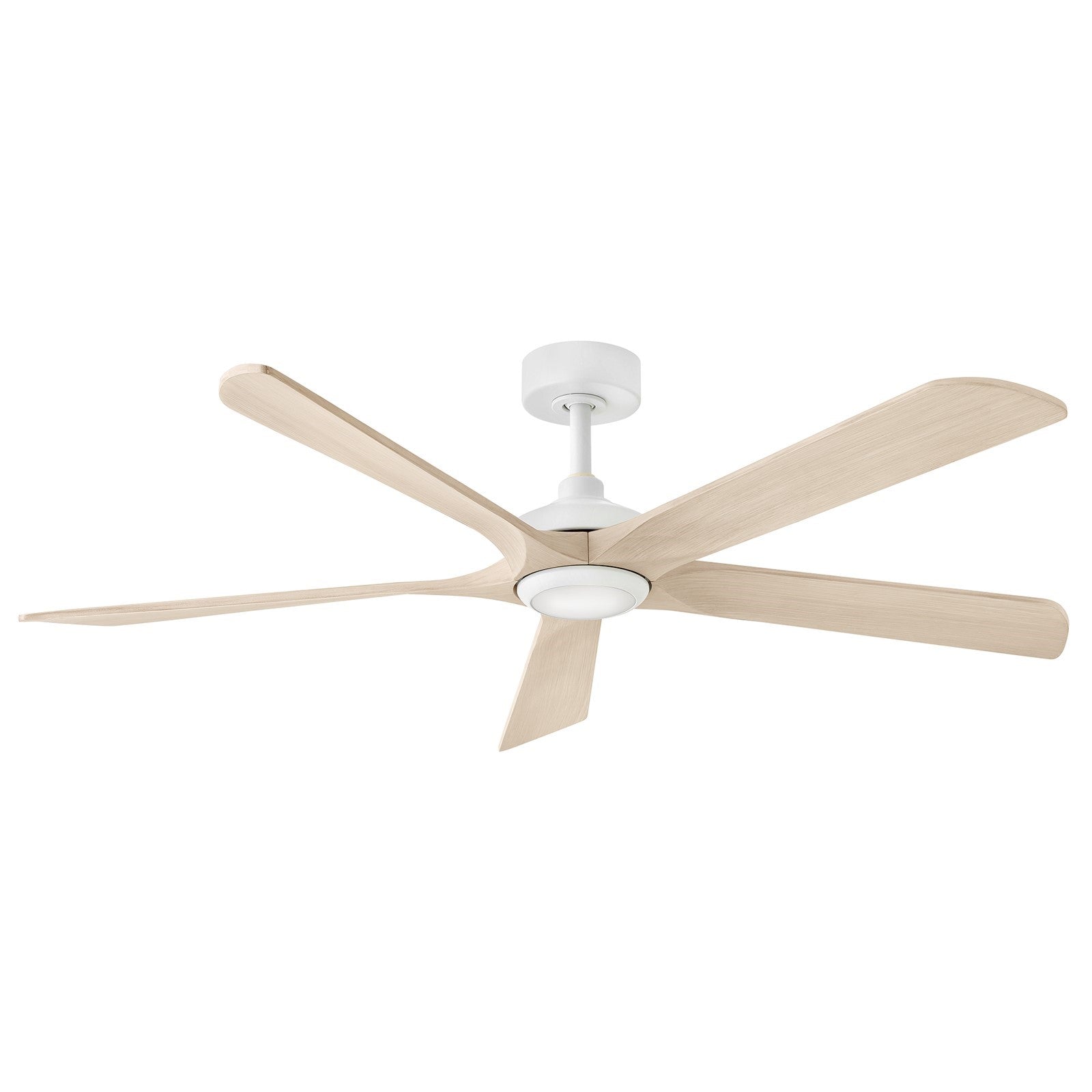 Hinkley Layton 58in LED Smart Ceiling Fan | Transitional Matte White Steel and Bleached Ashwood Wood Blades | Living Room & Covered | Model 907358FMA-LDD