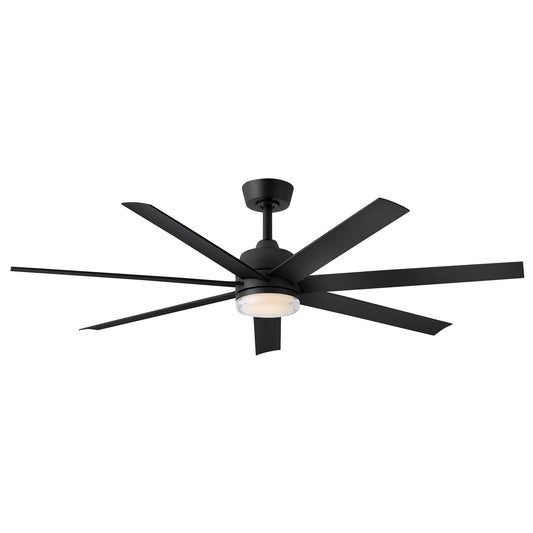 Hinkley Current 56in LED Smart Ceiling Fan | Transitional Matte Black Steel and Matte Black Composite Blades | Covered Outdoor & | Model 910656FMB-LDD