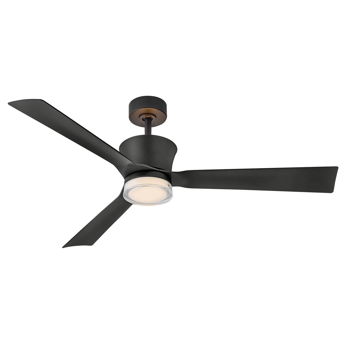 Hinkley Vosh 56in LED Smart Ceiling Fan with Uplight | Mid-Century Modern Matte Black Steel and White Acrylic Glass | Bedroom | Model 910956FMB-LDD