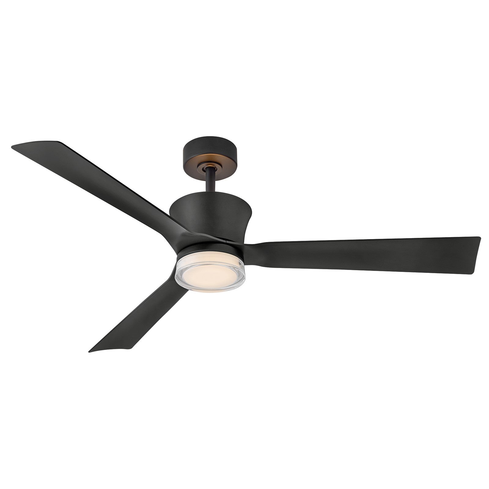 Hinkley Vosh 56in LED Smart Ceiling Fan with Uplight | Mid-Century Modern Matte Black Steel and White Acrylic Glass | Bedroom | Model 910956FMB-LDD