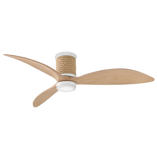 Hinkley Marin Flush 60in LED Smart Ceiling Fan | Coastal Matte White Steel and Natural Composite Blades | Covered Patio & Sunroom | Model 943160FMN-LDD