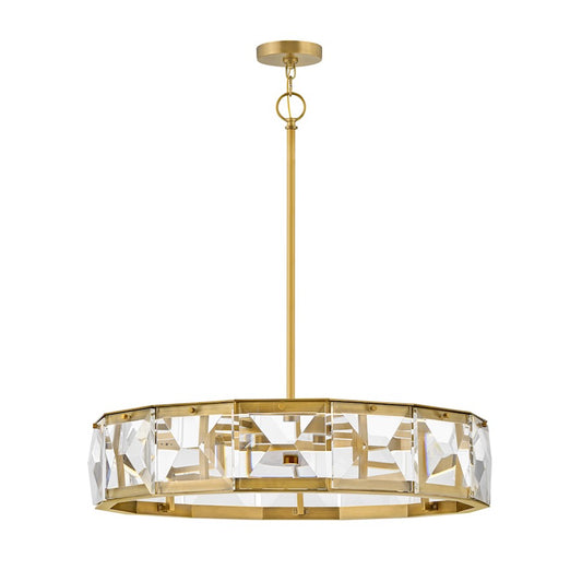 LED Drum Chandelier in Heritage Brass