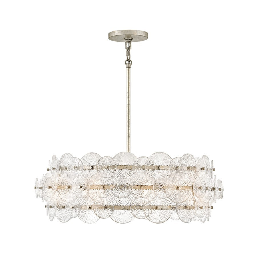 Fredrick Ramond Rene 6 Light Medium Drum Chandelier, Glacial - FR30126GG