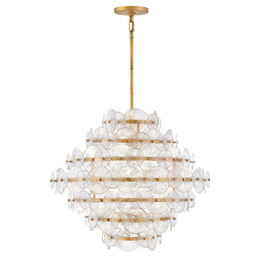 Fredrick Ramond Rene 16Lt Chandelier, Brass/Clear Pressed - FR30128DA