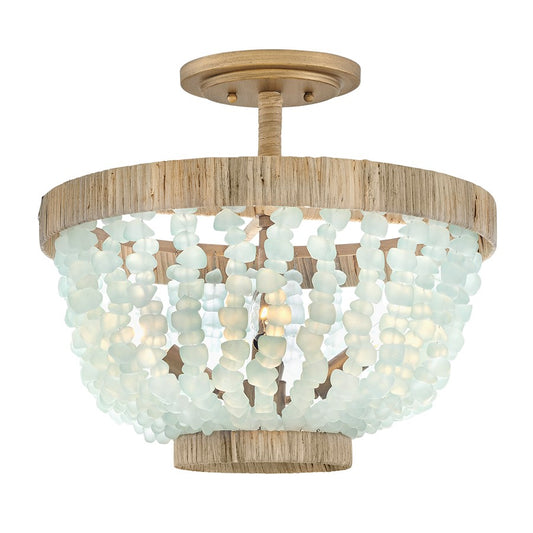 Fredrick Ramond Dune 4Lt Semi-Flush Mount, Gold/Blue Sea Glass - FR30203BNG-BG